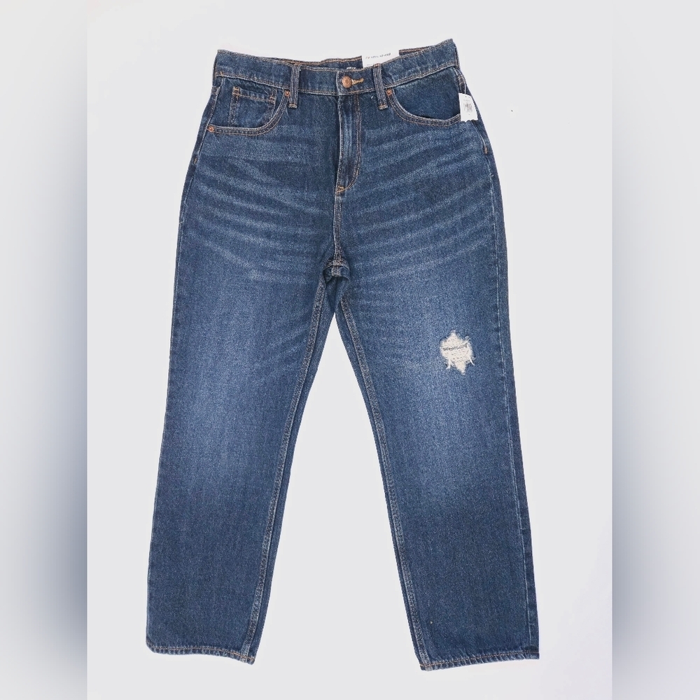 NWT Old Navy Girls Blue Denim Jeans High Rise Slouchy Straight 16